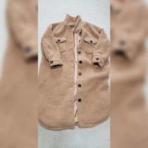 Women brown oversized teddy coat